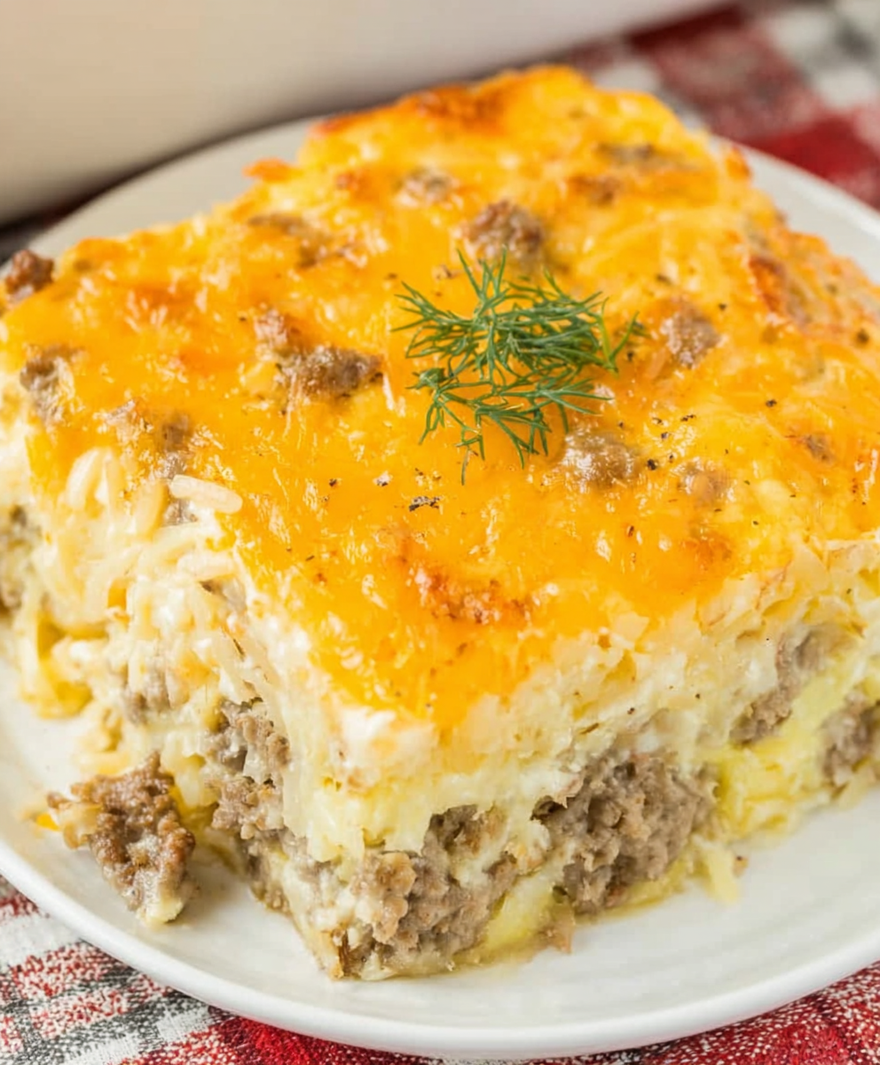 Sausage Hash Brown Cream Cheese Casserole