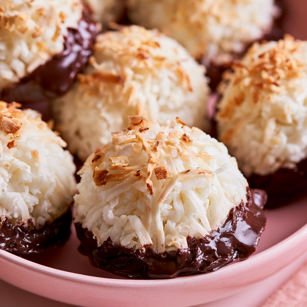 Chocolate-Dipped Vegan Coconut Macaroons