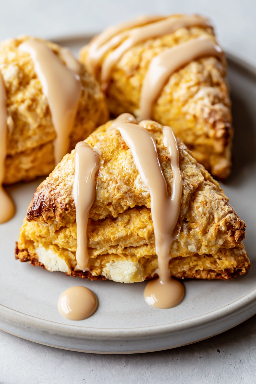 White Chocolate Pumpkin Scones with Espresso Glaze