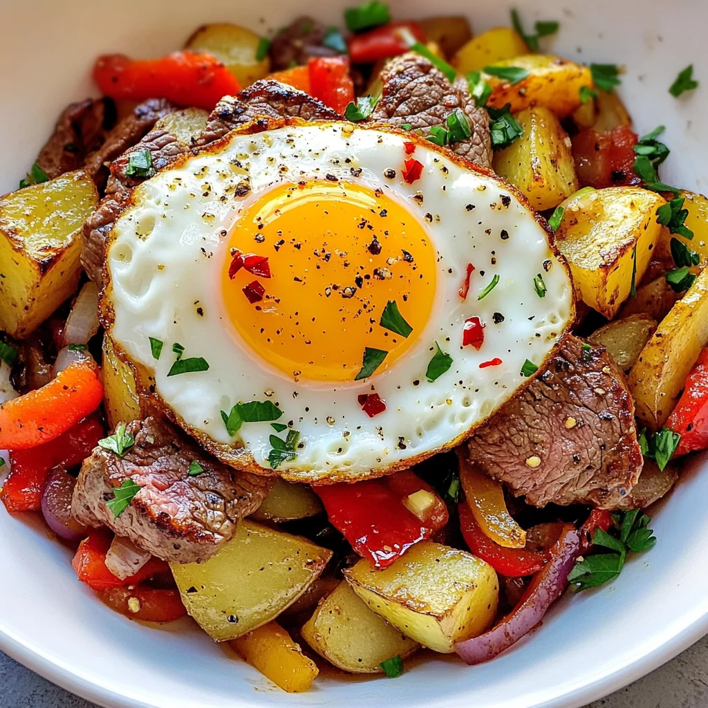 Steak and Potato Breakfast Hash in bowl
